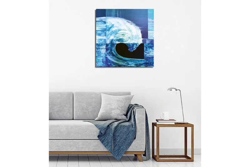 Canvastavla - Dynamisk våg i olika nyanser av blått - Mörkblå / Ljusblå / Turkos - Inredning - Tavlor & konst - Canvastavlor