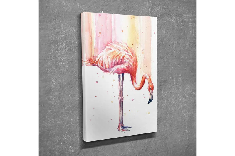 Canvastavla - Elegant flamingo i pastellfärger - Rosa / Aprikos / Svart - Inredning - Tavlor & konst - Canvastavlor