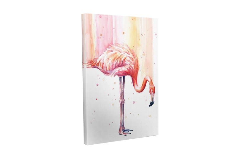 Canvastavla - Elegant flamingo i pastellfärger, Rosa / Aprikos / Svart