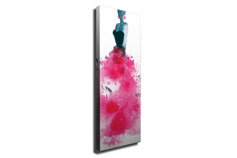 Canvastavla - Elegant kvinna i en färgstark klänning, Mörkblå / Cerise / Rosa