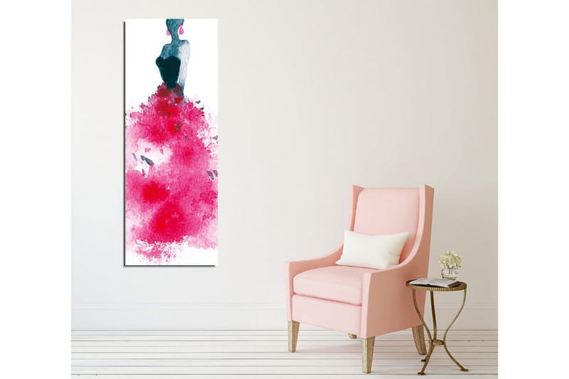 Canvastavla - Elegant kvinna i en färgstark klänning - Mörkblå / Cerise / Rosa - Inredning - Tavlor & konst - Canvastavlor