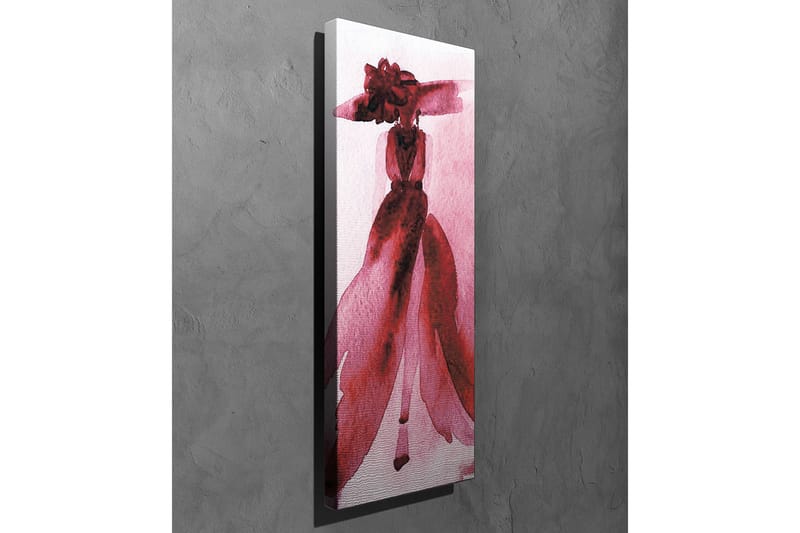 Canvastavla - Elegant kvinna i en röd klänning med stor hatt - Röd / Rosa - Inredning - Tavlor & konst - Canvastavlor
