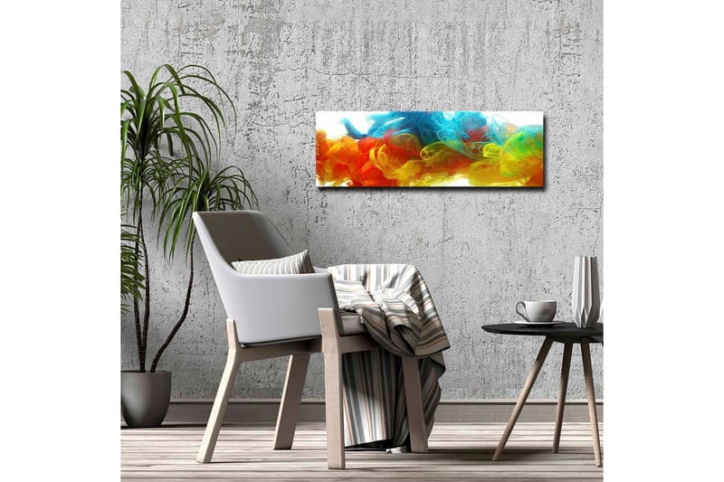 Canvastavla - Färgglad abstrakt komposition av svävande färgströmmar - Blå / Orange / Gul - Inredning - Tavlor & konst - Canvastavlor