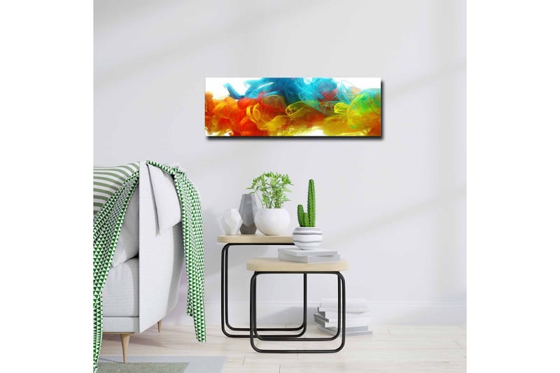 Canvastavla - Färgglad abstrakt komposition av svävande färgströmmar - Blå / Orange / Gul - Inredning - Tavlor & konst - Canvastavlor