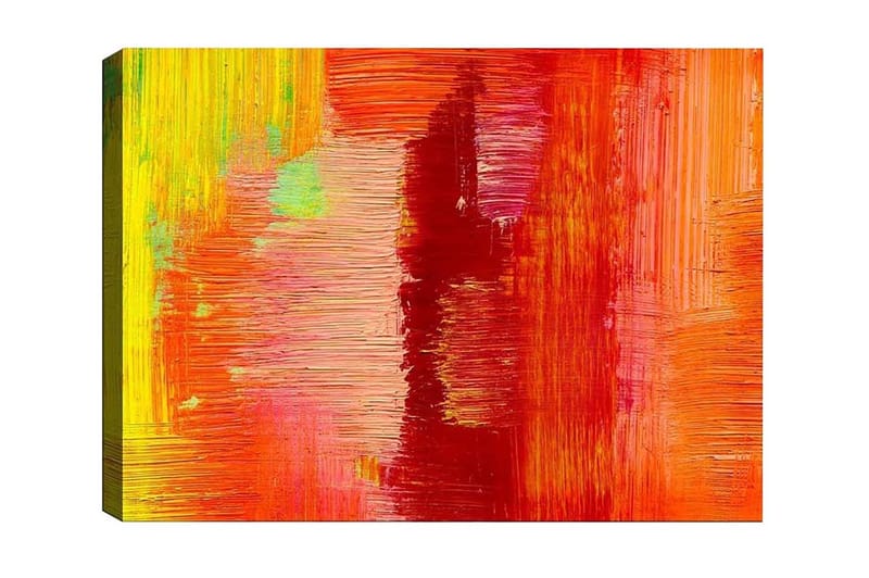 Canvastavla - Färgglad abstrakt komposition med inslag av röd och orange, Röd / Orange / Gul