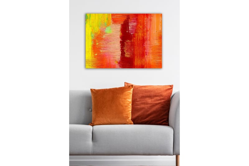 Canvastavla - Färgglad abstrakt komposition med inslag av röd och orange - Röd / Orange / Gul - Inredning - Tavlor & konst - Canvastavlor