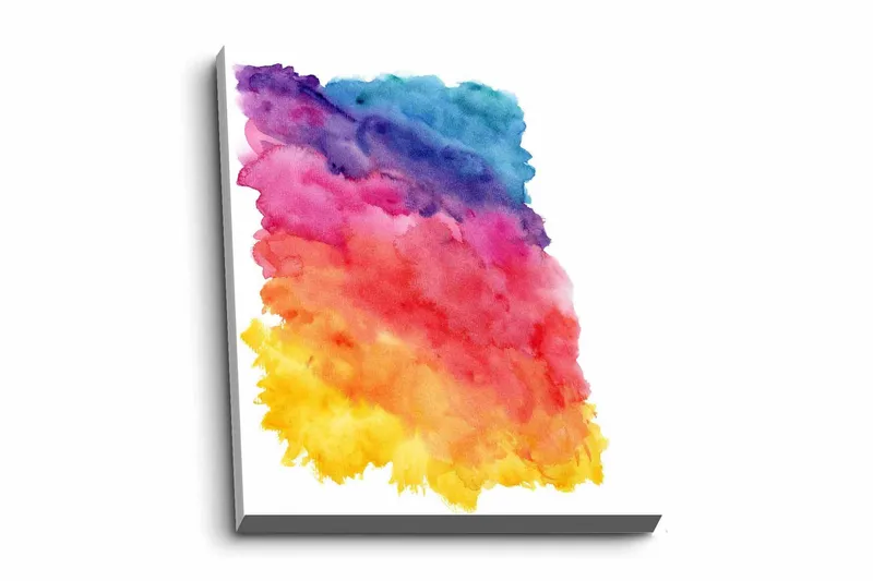 Canvastavla - Färgglad abstrakt komposition med mjuka övergångar, Lila / Rosa / Gul