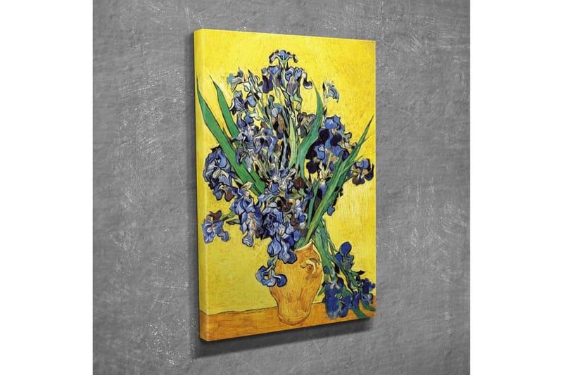 Canvastavla - Färgglad bukett av irisblommor i en kruka - Blå / Grön / Gul - Inredning - Tavlor & konst - Canvastavlor