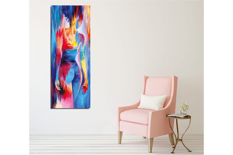 Canvastavla - Färgglad figur med abstrakta former och rörelser - Blå / Röd / Gul - Inredning - Tavlor & konst - Canvastavlor