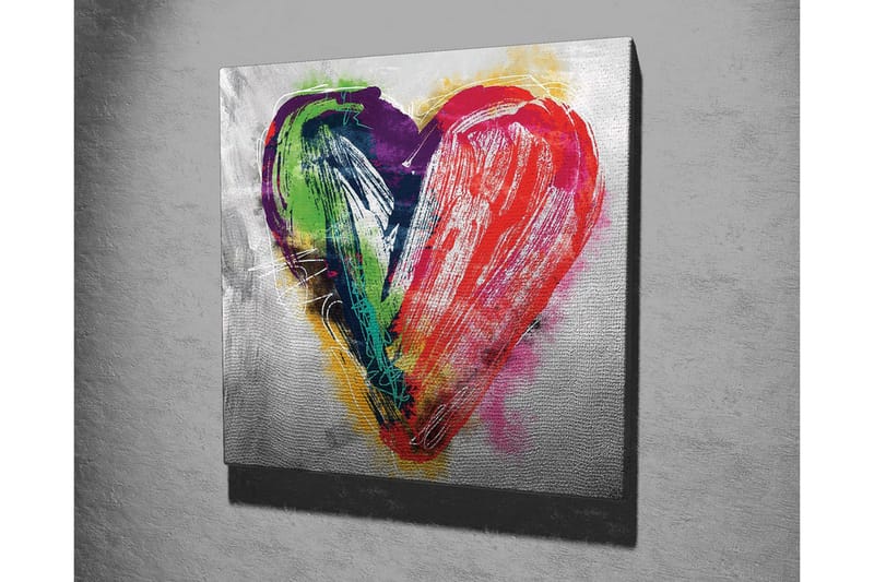 Canvastavla - Färgglad hjärtformad komposition - Röd / Grön / Lila - Inredning - Tavlor & konst - Canvastavlor