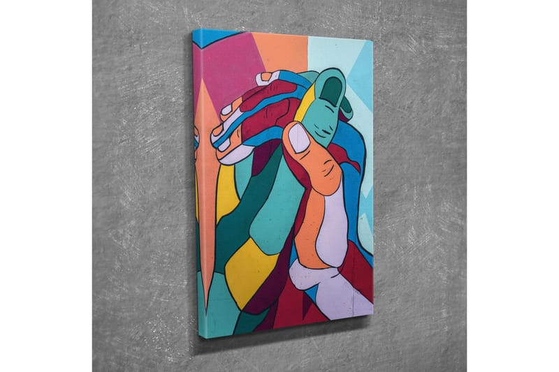 Canvastavla - Färgglad komposition av sammanflätade händer - Turkos / Röd / Gul - Inredning - Tavlor & konst - Canvastavlor