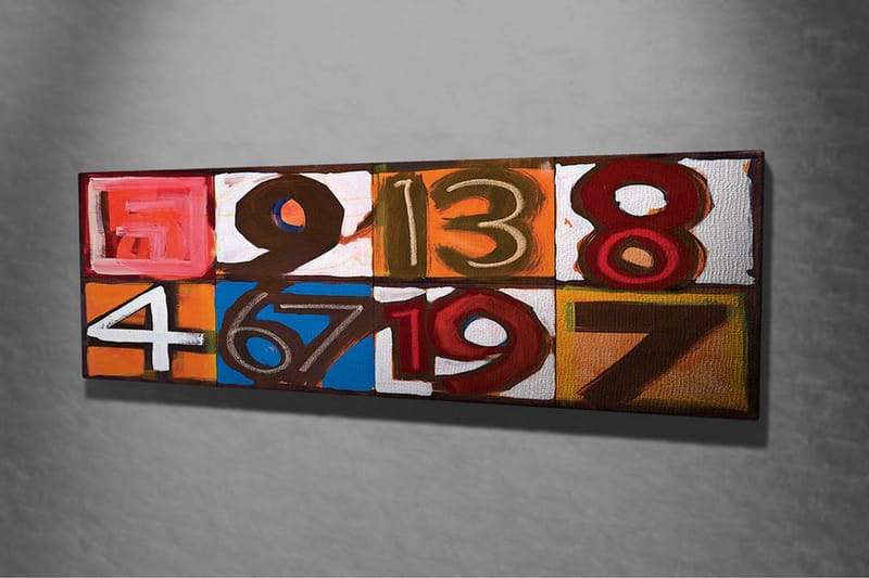 Canvastavla - Färgglad komposition av siffror i olika rutor - Röd / Orange / Blå - Inredning - Tavlor & konst - Canvastavlor