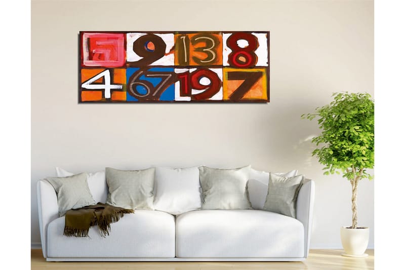 Canvastavla - Färgglad komposition av siffror i olika rutor - Röd / Orange / Blå - Inredning - Tavlor & konst - Canvastavlor