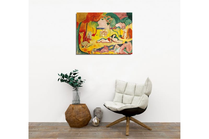 Canvastavla - Färgglad skildring av nakna figurer i en naturscen - Gul / Röd / Grön - Inredning - Tavlor & konst - Canvastavlor