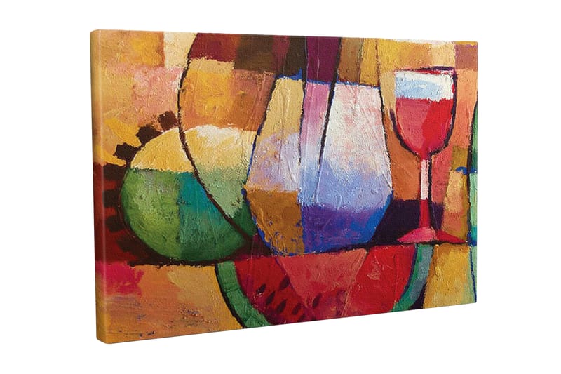 Canvastavla - Färgglad stillhet med glas och frukter, Grön / Röd / Lila