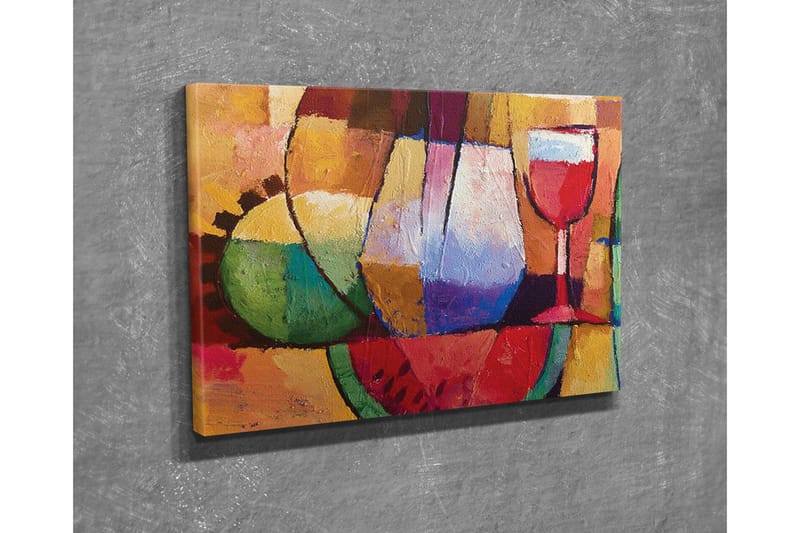 Canvastavla - Färgglad stillhet med glas och frukter - Grön / Röd / Lila - Inredning - Tavlor & konst - Canvastavlor