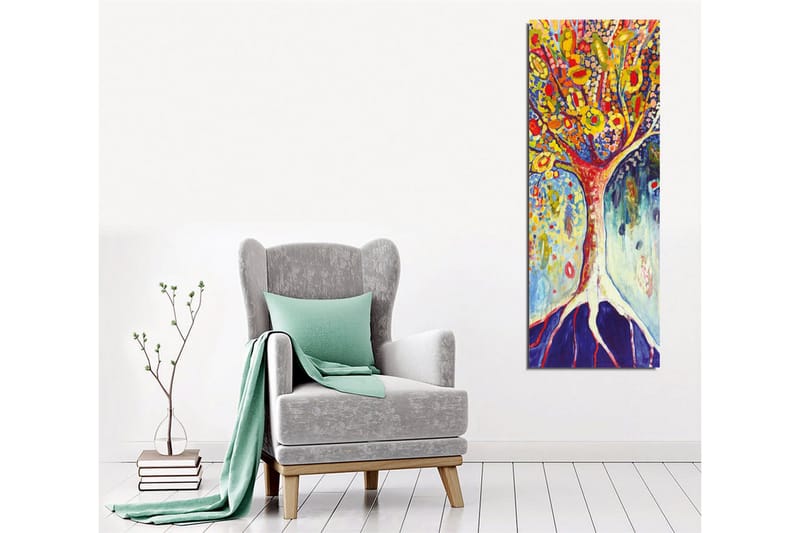 Canvastavla - Färgglad trädkonst med blomstrande grenar - Gul / Röd / Blå - Inredning - Tavlor & konst - Canvastavlor