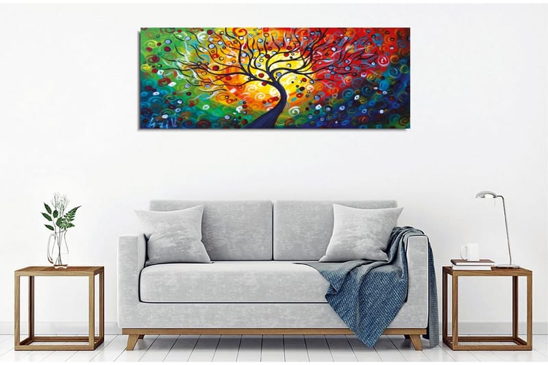 Canvastavla - Färgglad trädkonstellation med spiraler och cirklar - Röd / Grön / Blå - Inredning - Tavlor & konst - Canvastavlor