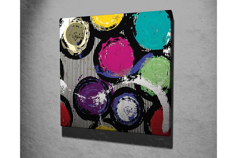 Canvastavla - Färgglada cirklar i en dynamisk komposition - Turkos / Lila / Gul - Inredning - Tavlor & konst - Canvastavlor