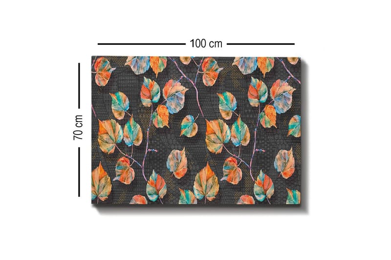 Canvastavla - Färgglada löv i en harmonisk komposition - Grön / Orange / Blå - Inredning - Tavlor & konst - Canvastavlor