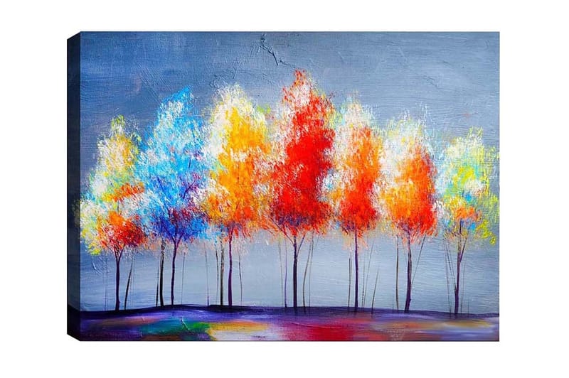 Canvastavla - Färgglada träd i höstskrud, Röd / Orange / Blå