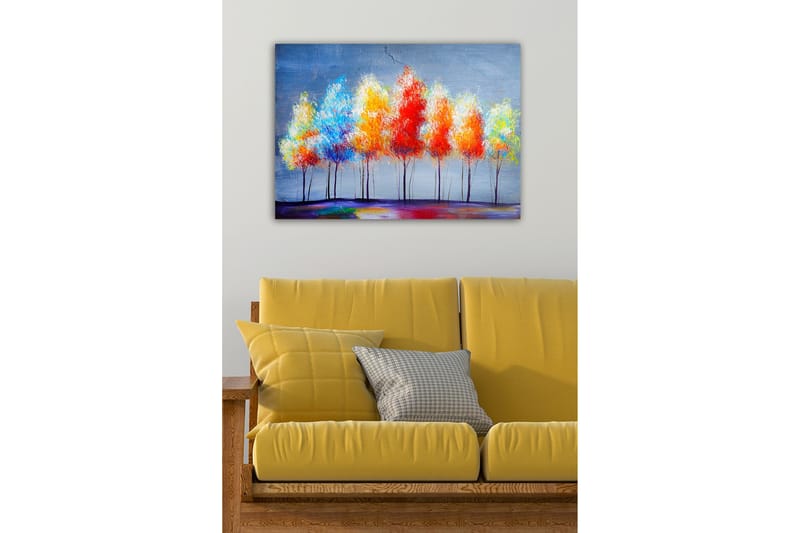 Canvastavla - Färgglada träd i höstskrud - Röd / Orange / Blå - Inredning - Tavlor & konst - Canvastavlor
