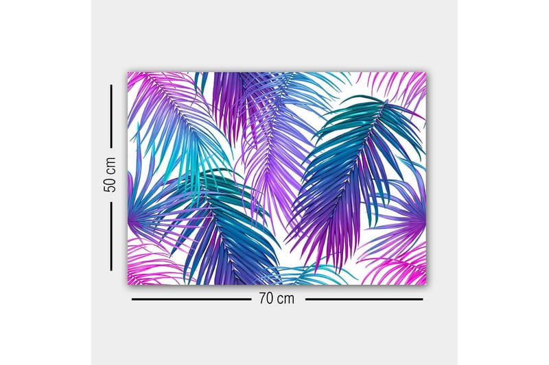 Canvastavla - Färgglada palmblad i en livlig komposition - Lila / Turkos / Blå - Inredning - Tavlor & konst - Canvastavlor