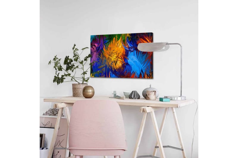 Canvastavla - Färgrik abstrakt komposition med svajande former - Blå / Orange / Grön - Inredning - Tavlor & konst - Canvastavlor