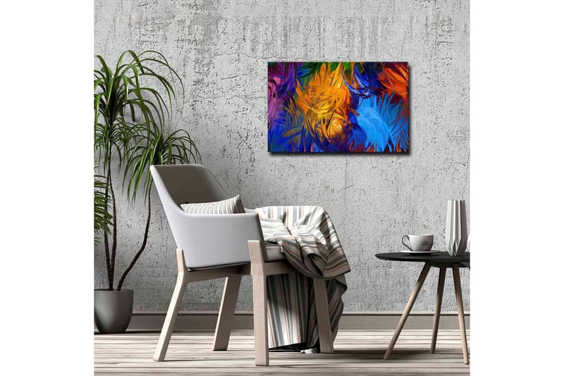 Canvastavla - Färgrik abstrakt komposition med svajande former - Blå / Orange / Grön - Inredning - Tavlor & konst - Canvastavlor