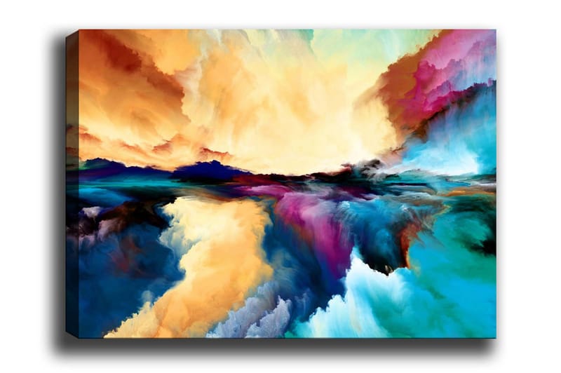 Canvastavla - Färgrik abstrakt landskapskomposition med himmel och vattenreflektioner, Orange / Blå / Lila