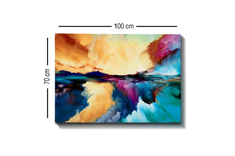 Canvastavla - Färgrik abstrakt landskapskomposition med himmel och vattenreflektioner - Orange / Blå / Lila - Inredning - Tavlor & konst - Canvastavlor