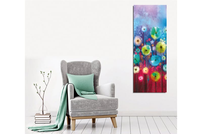 Canvastavla - Färgrik blomsteräng med abstrakta blommor - Blå / Grön / Röd - Inredning - Tavlor & konst - Canvastavlor