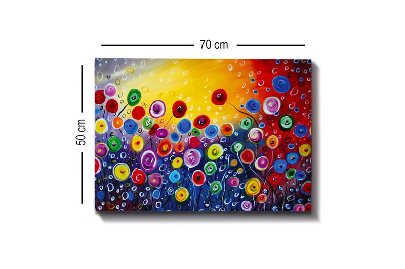 Canvastavla - Färgrik blomsteräng med spirande blommor - Röd / Grön / Blå - Inredning - Tavlor & konst - Canvastavlor