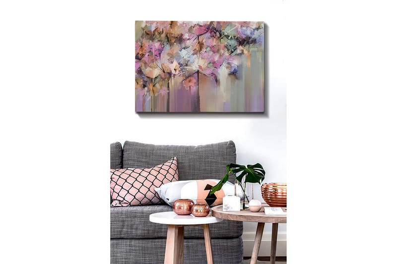 Canvastavla - Färgrik blomsterkomposition med abstrakta former - Lila / Rosa / Beige - Inredning - Tavlor & konst - Canvastavlor