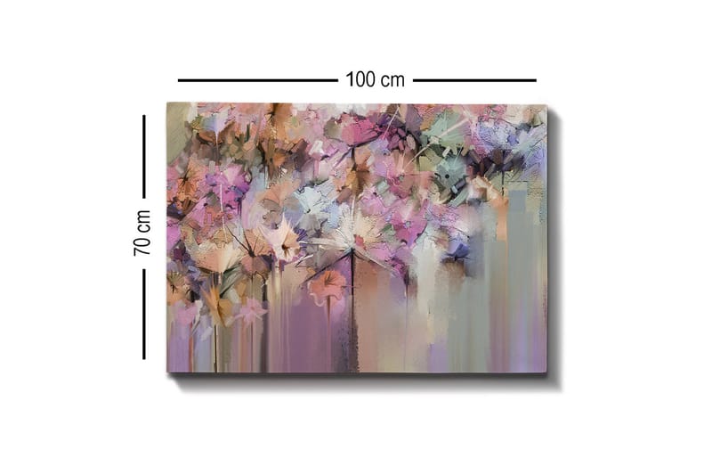 Canvastavla - Färgrik blomsterkomposition med abstrakta former - Lila / Rosa / Beige - Inredning - Tavlor & konst - Canvastavlor