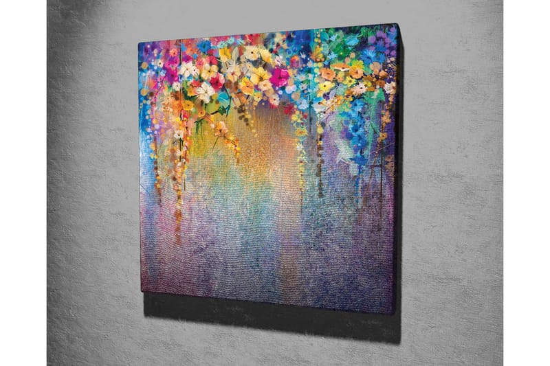 Canvastavla - Färgrik blomsterkomposition med hängande blommor - Lila / Grön / Rosa - Inredning - Tavlor & konst - Canvastavlor