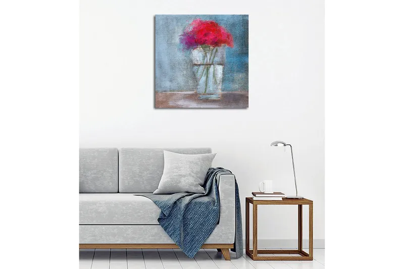 Canvastavla - Färgrik bukett av blommor i en glasvas - Röd / Blå / Grön - Inredning - Tavlor & konst - Canvastavlor