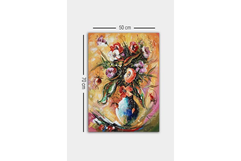 Canvastavla - Färgrik bukett av blommor i en vas - Grön / Rosa / Orange - Inredning - Tavlor & konst - Canvastavlor