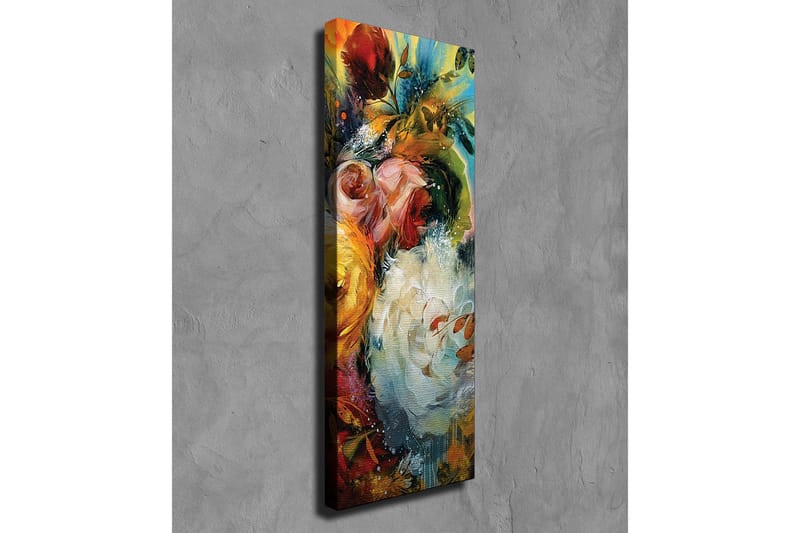 Canvastavla - Färgrik bukett av blommor med inslag av gröna bladverk - Röd / Gul / Vit - Inredning - Tavlor & konst - Canvastavlor