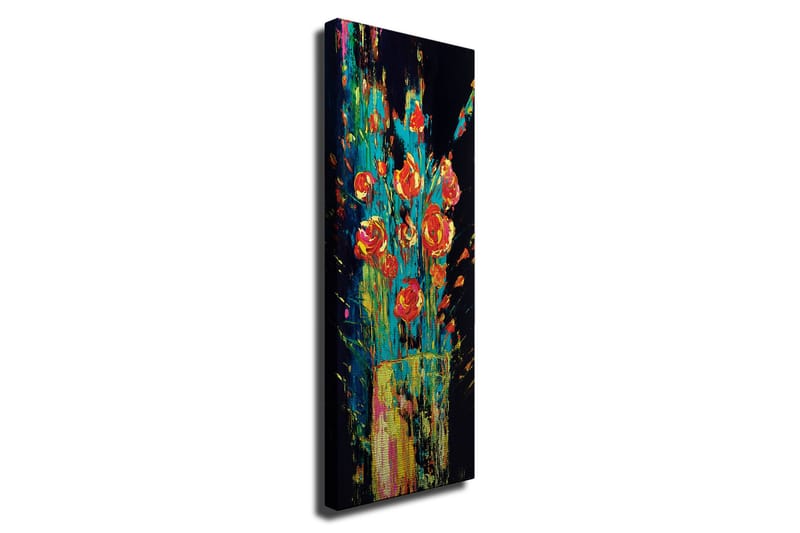 Canvastavla - Färgrik bukett av rosor i en vas, Röd / Grön / Gul