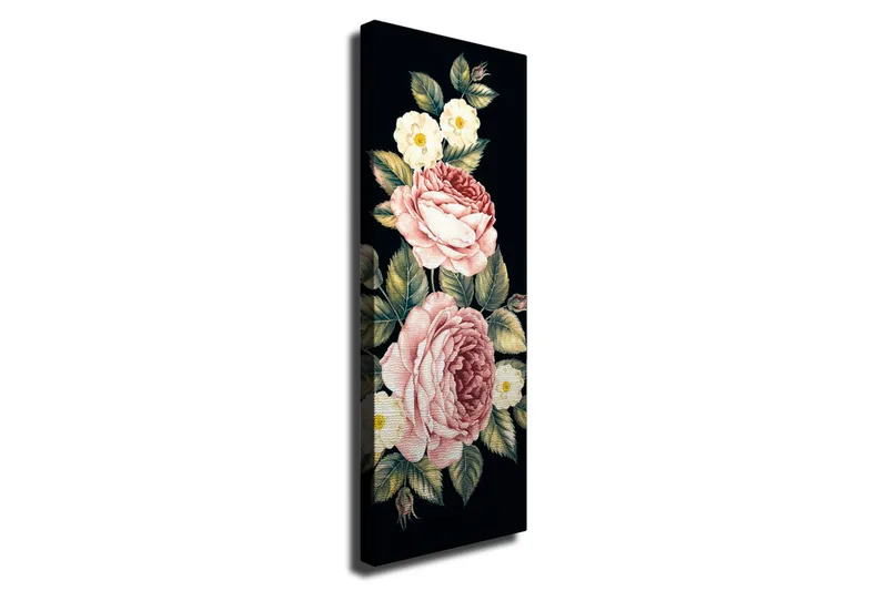 Canvastavla - Färgrik bukett av rosor och blommor, Rosa / Grön / Vit