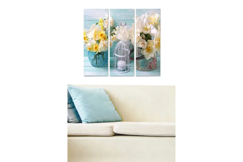 Canvastavla Floral 3-pack Flerfärgad, 20x50 cm