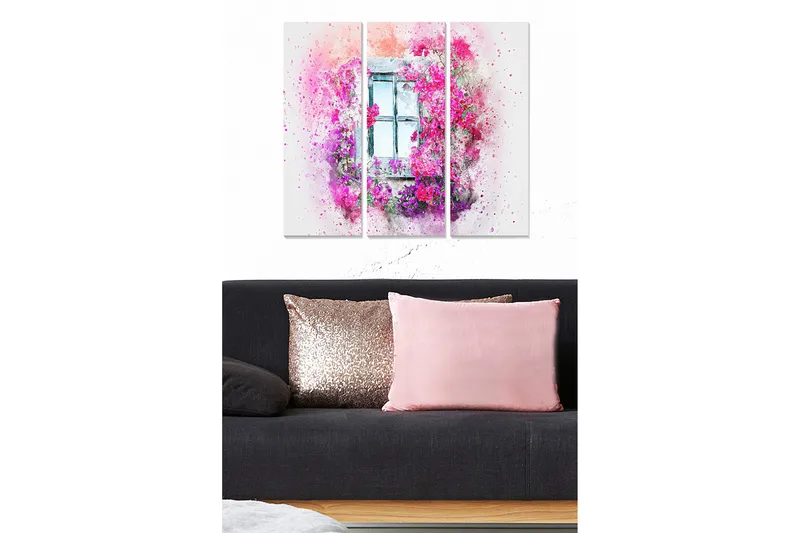 Canvastavla Floral 3-pack Flerfärgad, 20x50 cm
