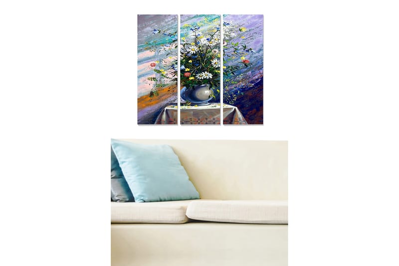 Canvastavla Floral 3-pack Flerfärgad, 20x50 cm