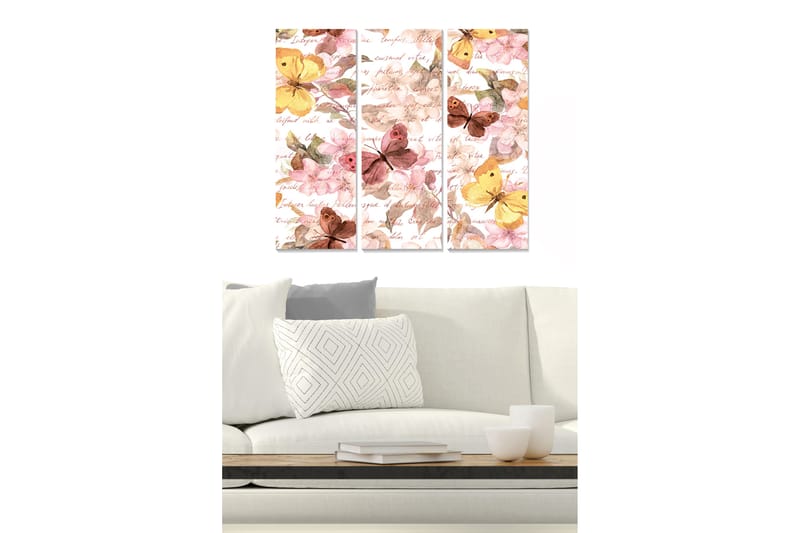 Canvastavla Floral 3-pack Flerfärgad, 20x50 cm