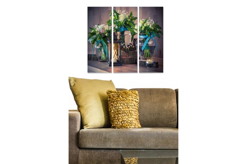 Canvastavla Floral 3-pack Flerfärgad - 20x50 cm - Inredning - Tavlor & konst - Canvastavlor