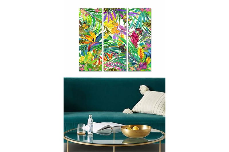 Canvastavla Floral 3-pack Flerfärgad - 20x50 cm - Inredning - Tavlor & konst - Canvastavlor