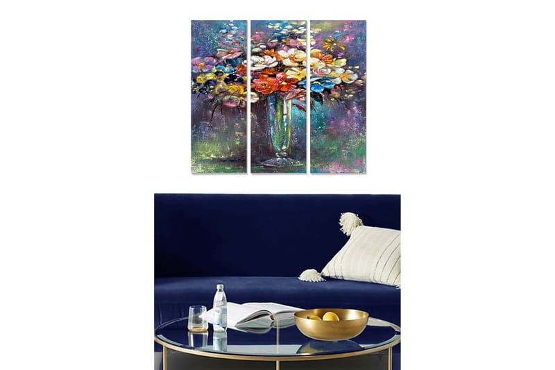 Canvastavla Floral 3-pack Flerfärgad - 20x50 cm - Inredning - Tavlor & konst - Canvastavlor
