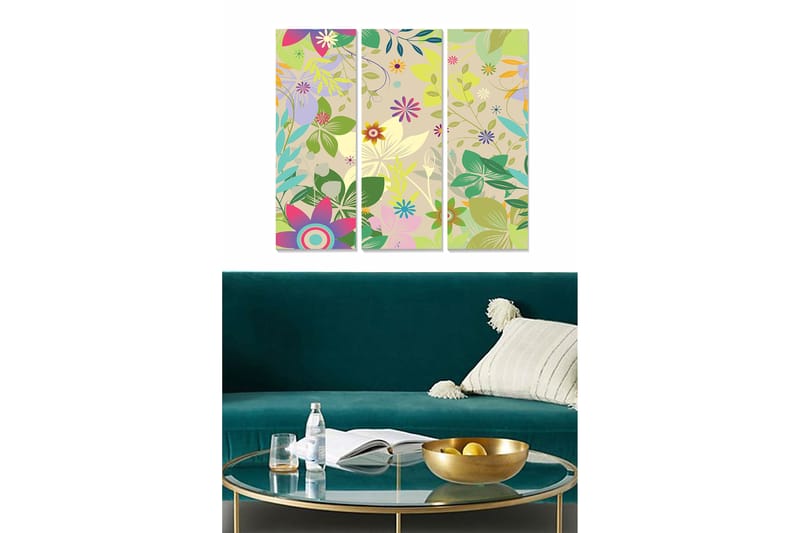 Canvastavla Floral 3-pack Flerfärgad - 20x50 cm - Inredning - Tavlor & konst - Canvastavlor