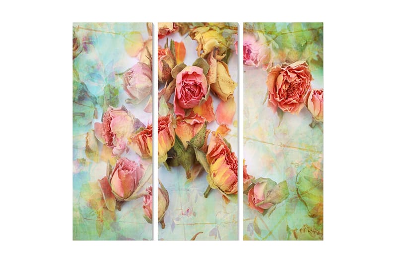 Canvastavla Floral 3-pack Flerfärgad - 20x50 cm - Canvastavlor